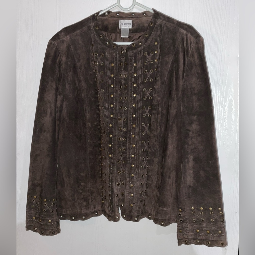 Chico's Brown Leather / Suede Western Jacket